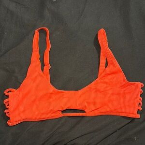 Bright Orange Bikini Top with Cut-Out